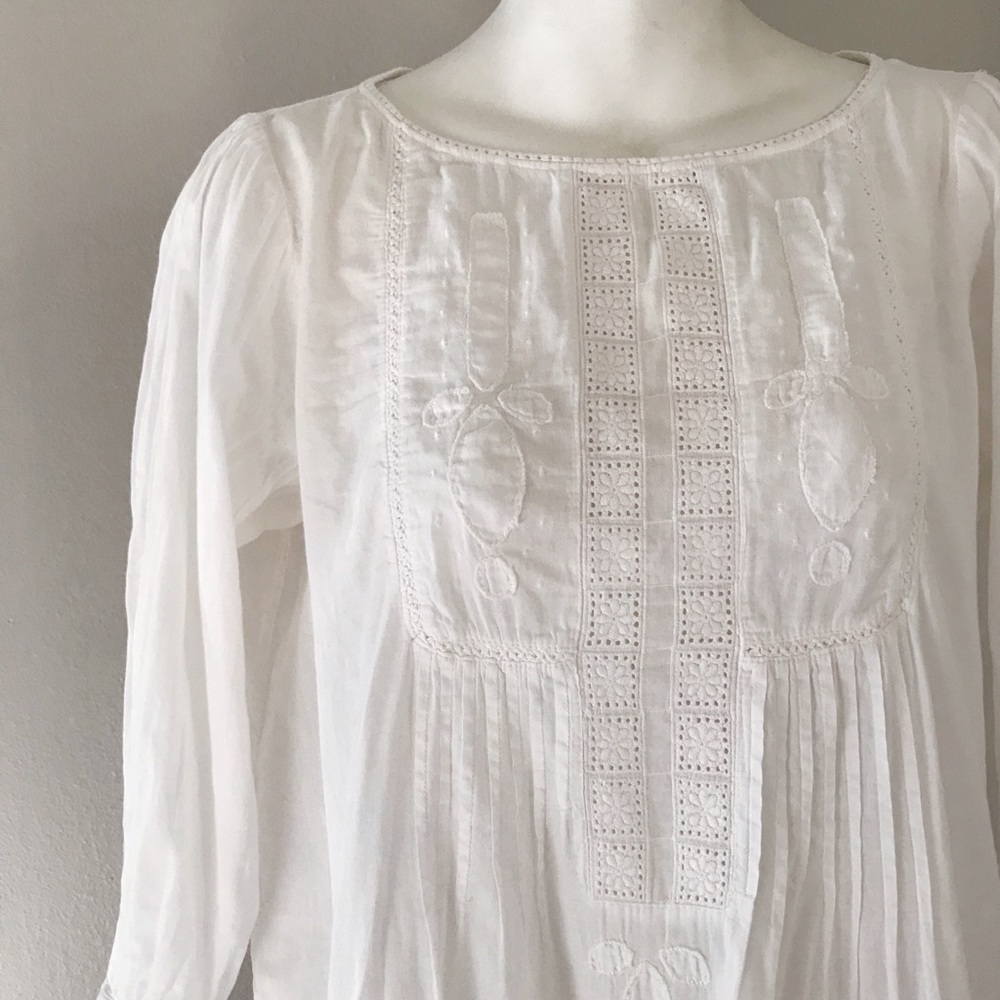 Zara white linen mid sleeve blouse